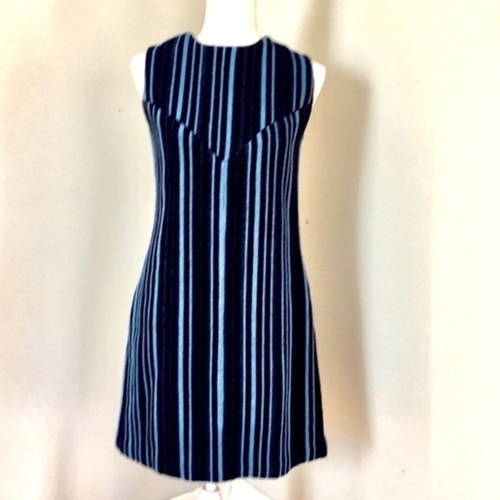 VINTAGE LINTON TWEED blue and black striped dress‎